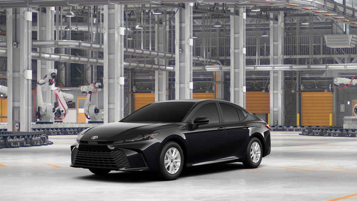 2026 Toyota Camry LE AWD in Midnight Black Metallic — front three-quarter view