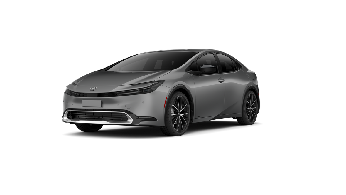 2027 Toyota Prius XLE AWD in Guardian Gray — front three-quarter view