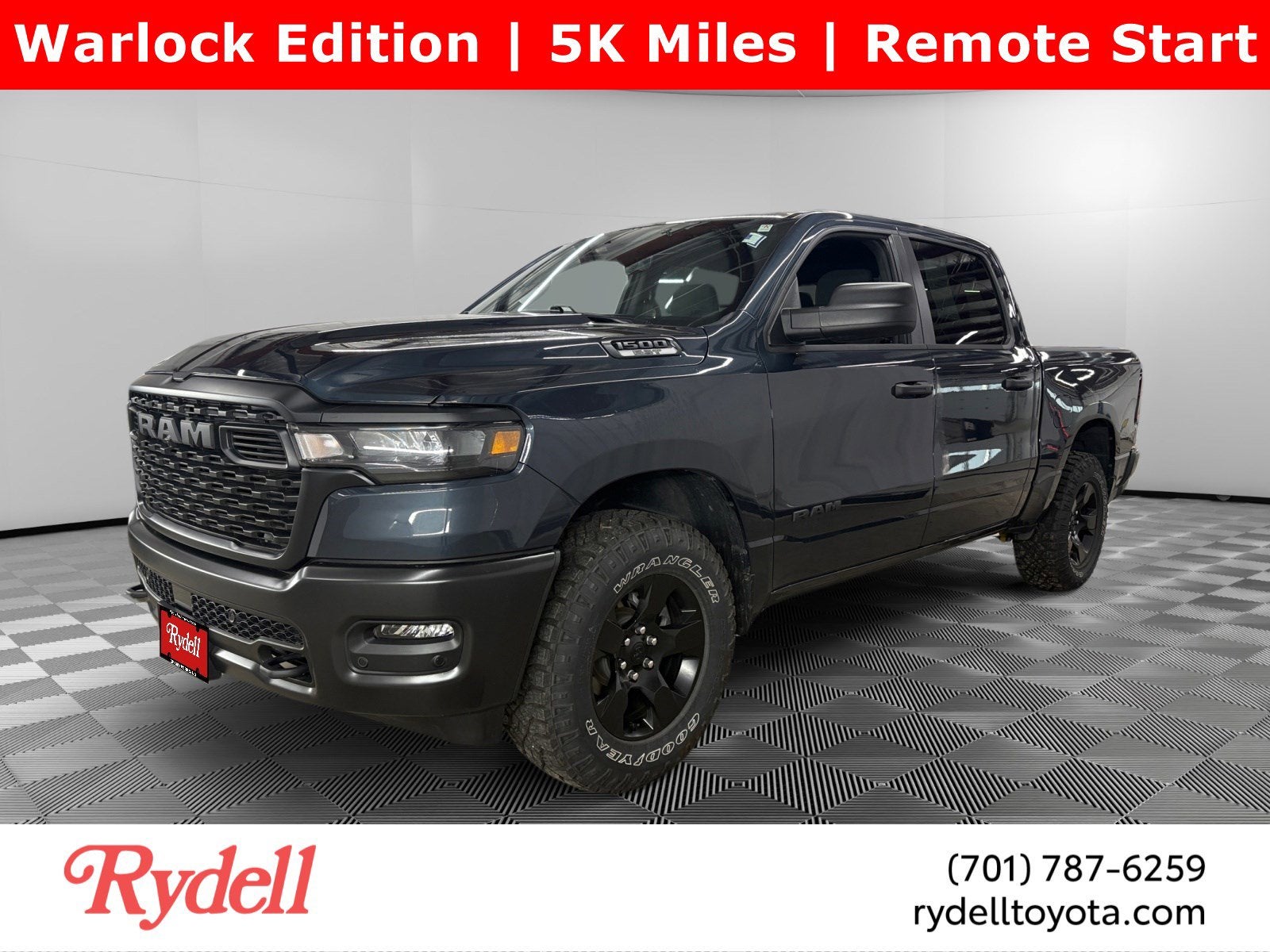 2025 RAM 1500 Warlock in Forged Blue Metallic — front three-quarter view