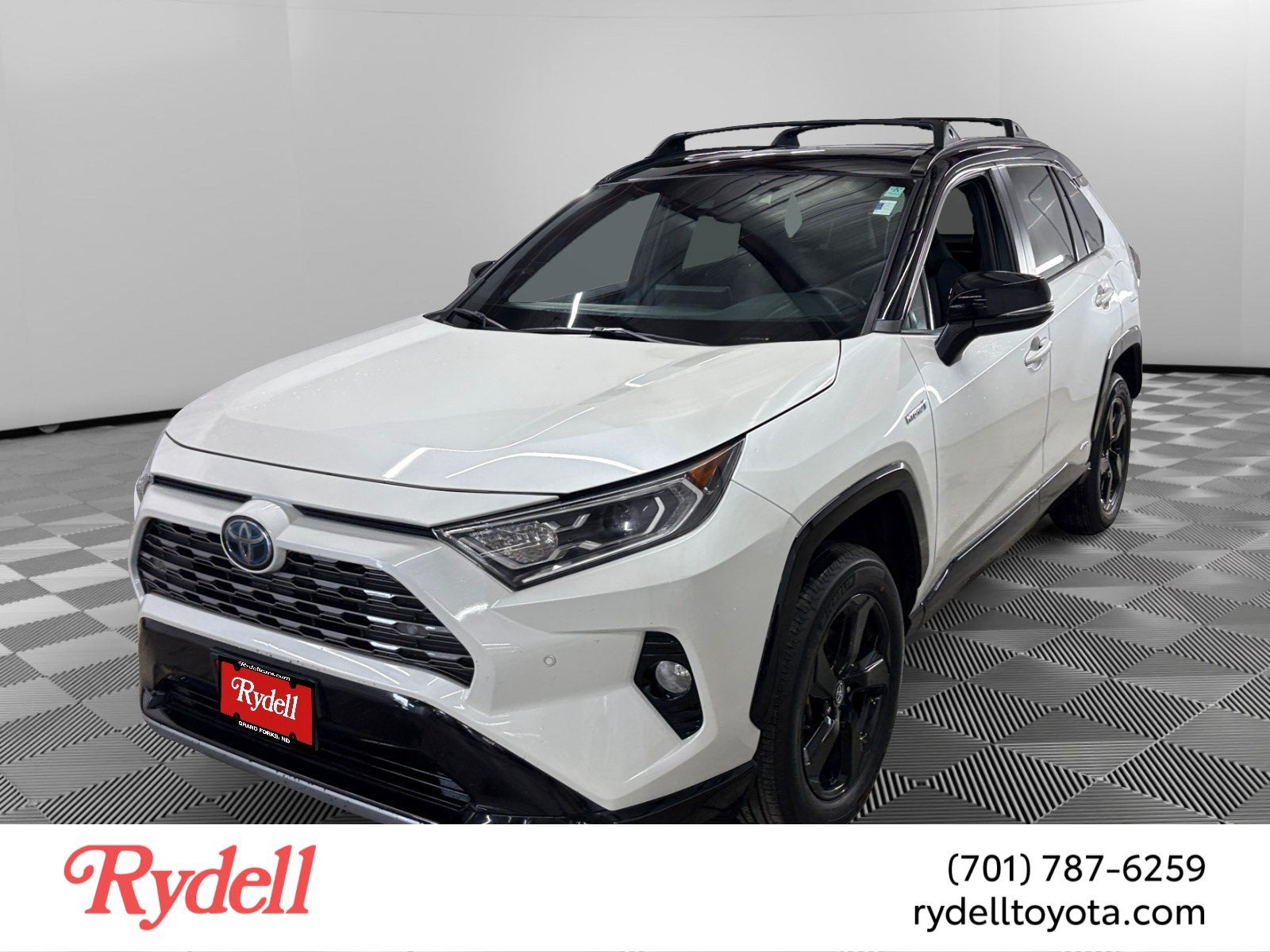2020 Toyota RAV4 Hybrid XSE in Ice Cap White — front three-quarter view