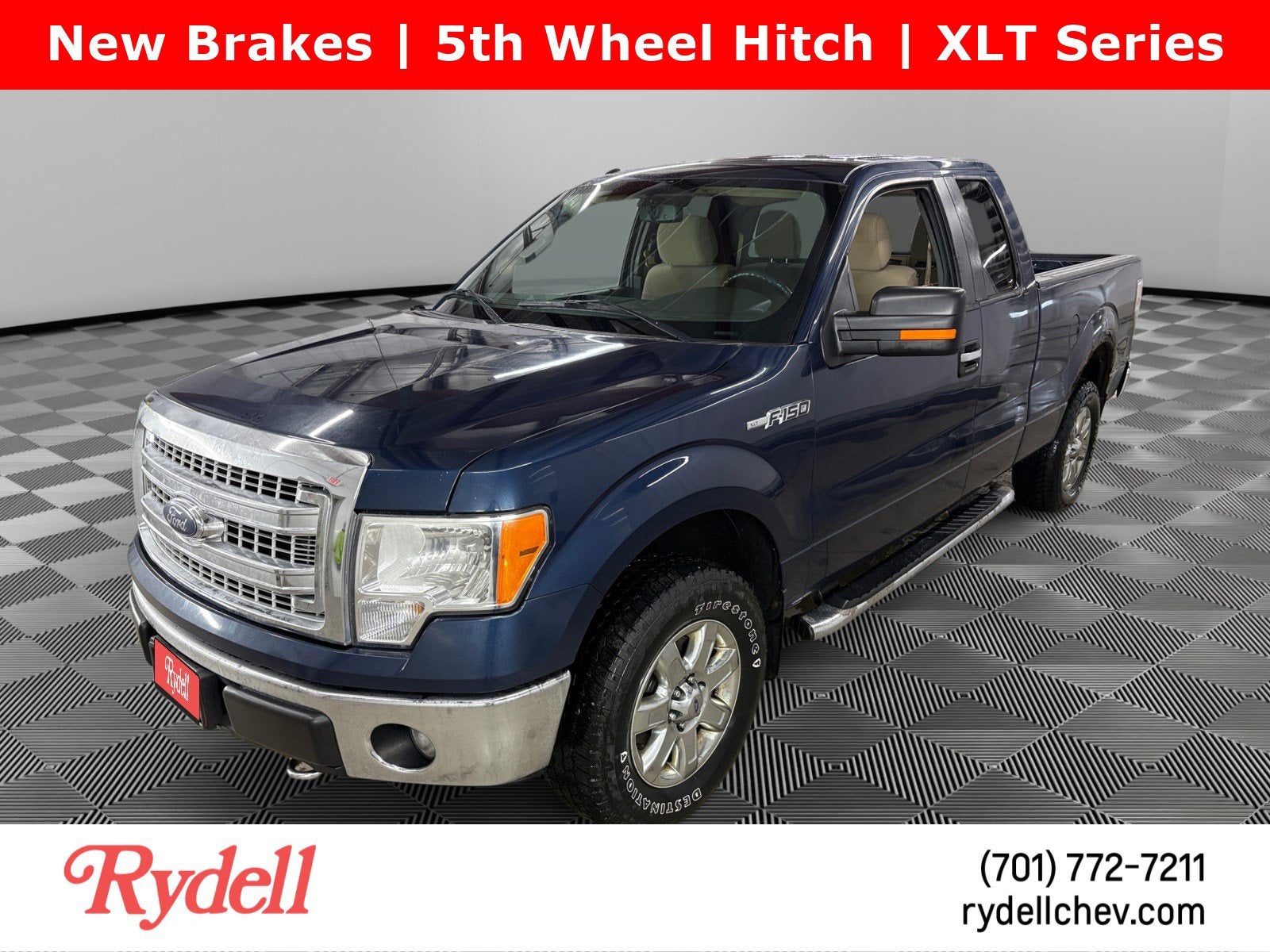 2013 Ford F-150 LARIAT in Blue — front three-quarter view