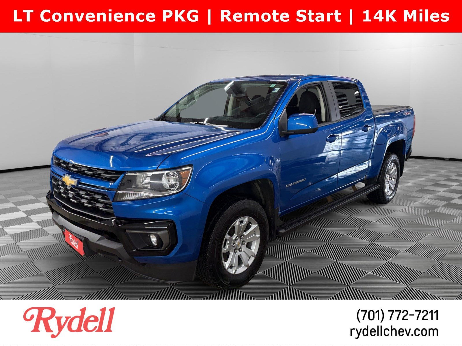 2022 Chevrolet Colorado LT in Bright Blue Metallic — front three-quarter view