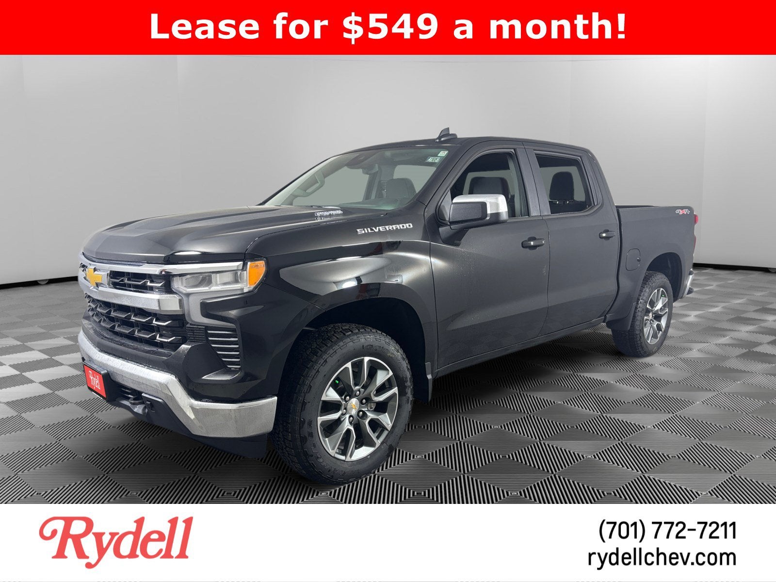 2026 Chevrolet Silverado 1500 LT (2FL) in Black — front three-quarter view