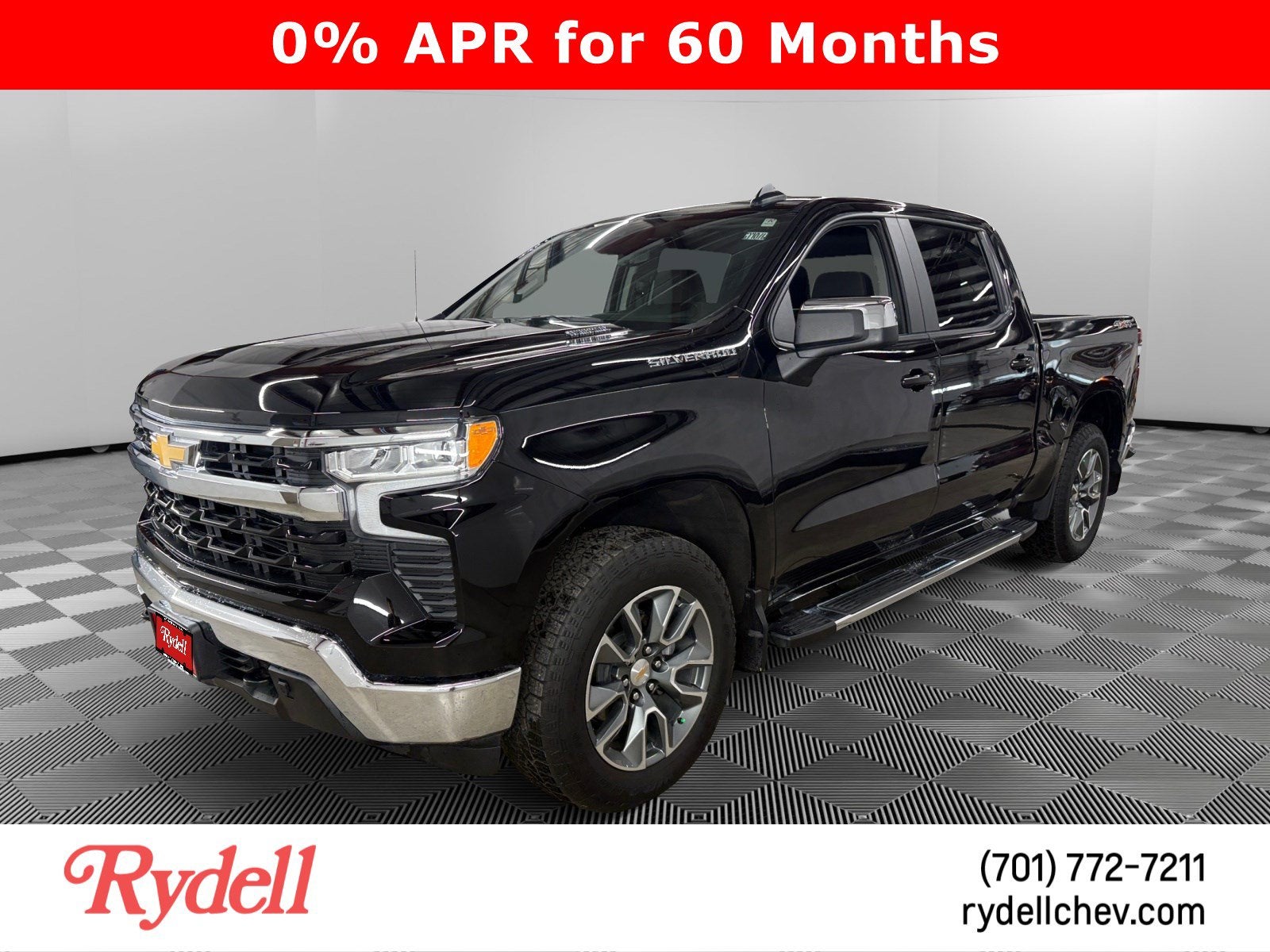 2026 Chevrolet Silverado 1500 LT (2FL) in Black — front three-quarter view