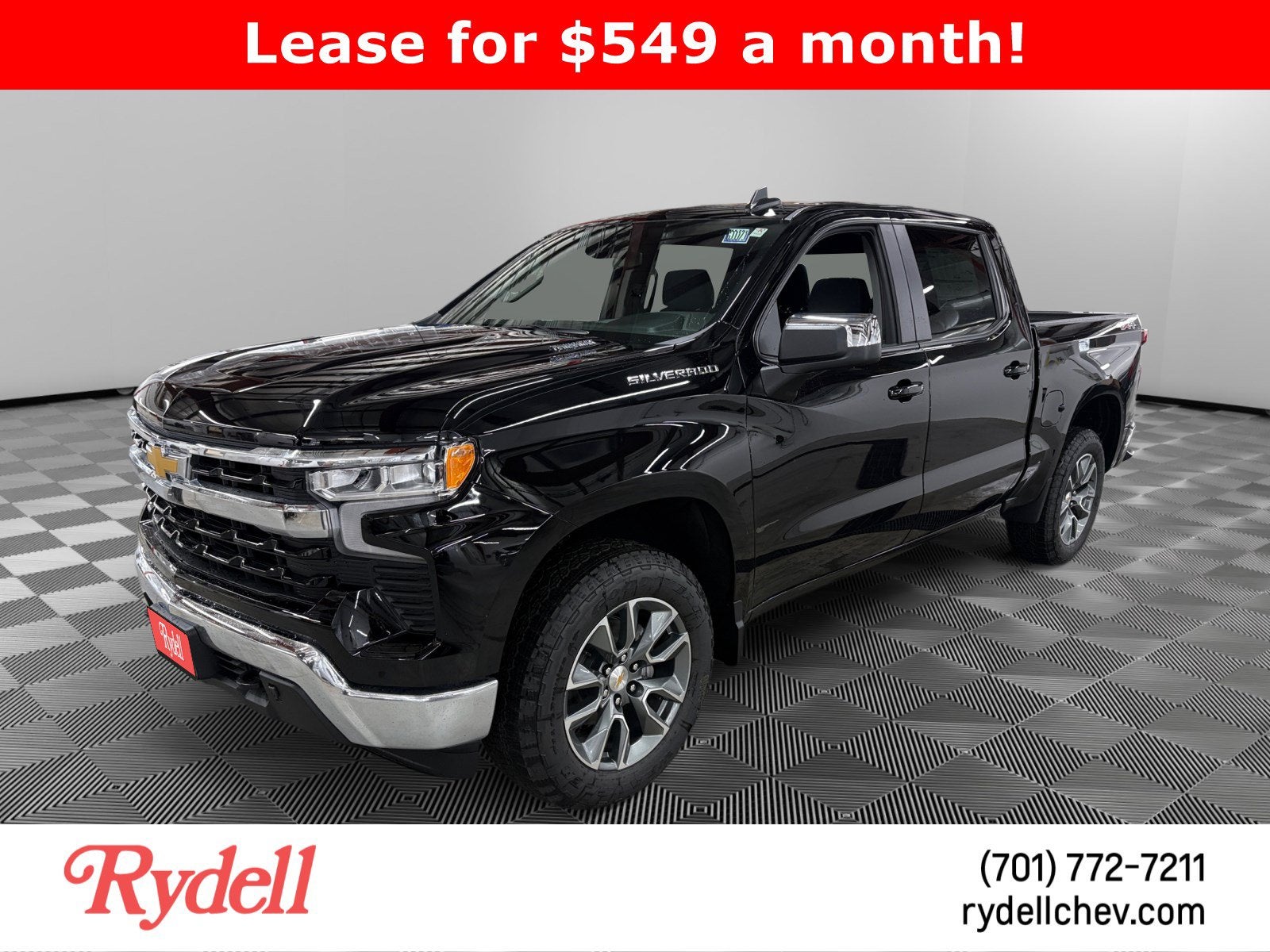 2026 Chevrolet Silverado 1500 LT (2FL) in Black — front three-quarter view