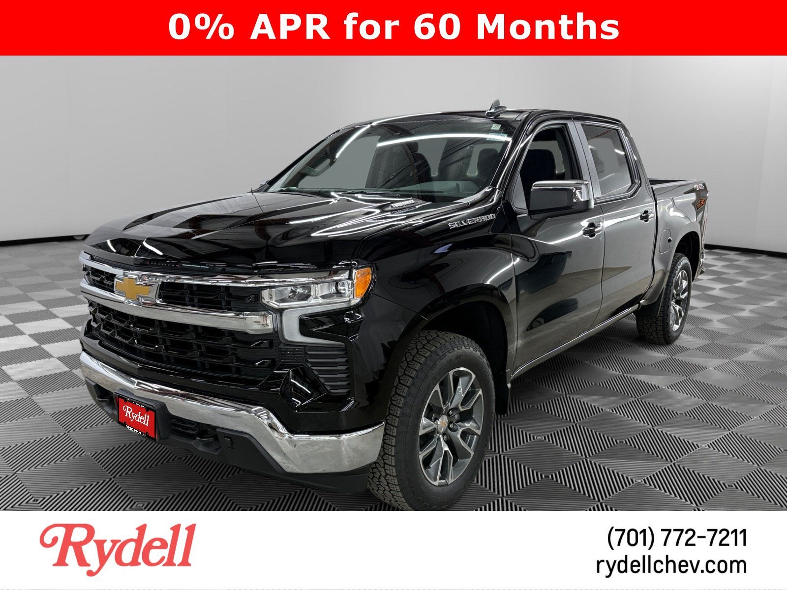 2026 Chevrolet Silverado 1500 LT (2FL) in Black — front three-quarter view