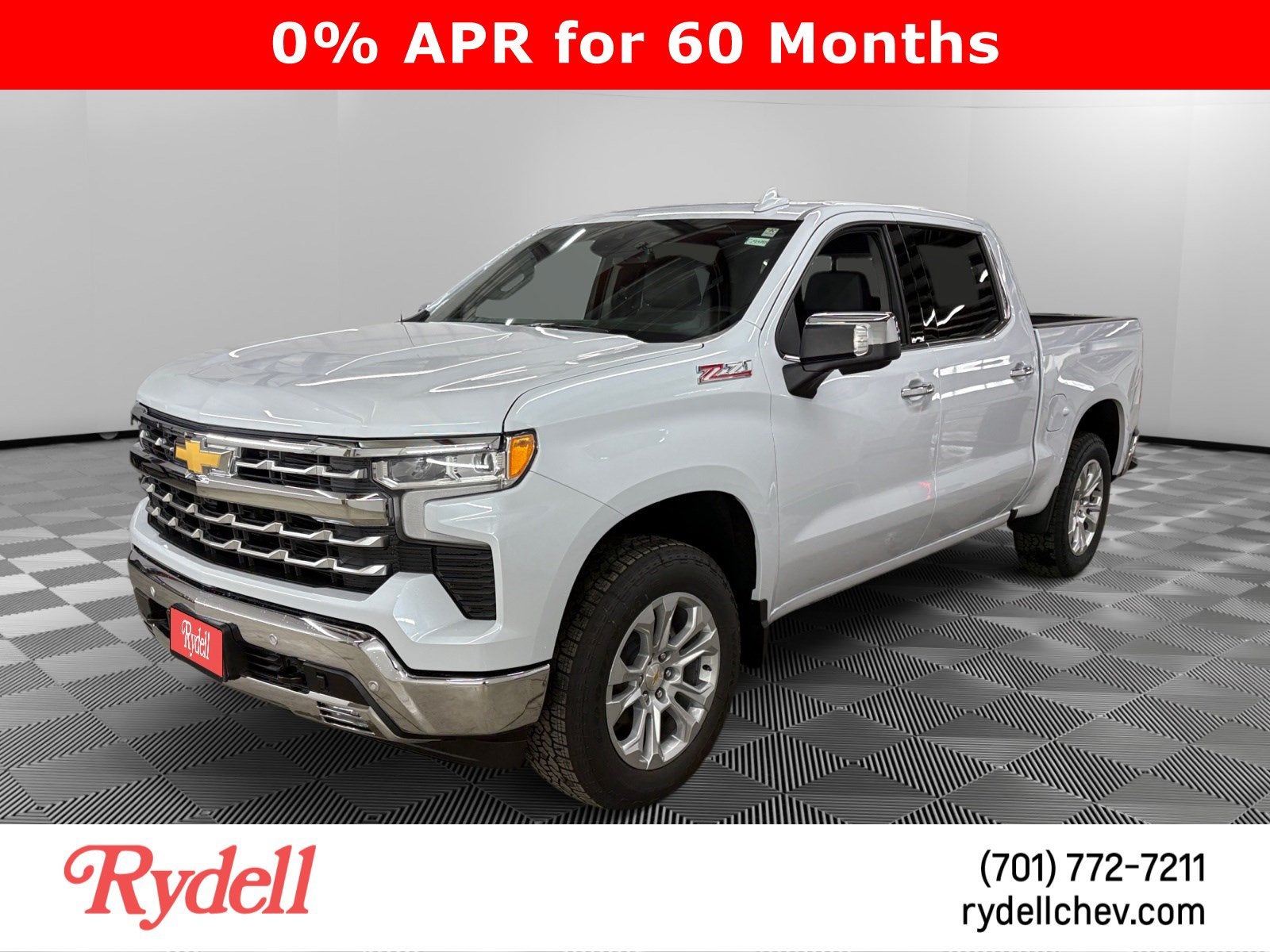 2026 Chevrolet Silverado 1500 LTZ in Polar White Tricoat — front three-quarter view