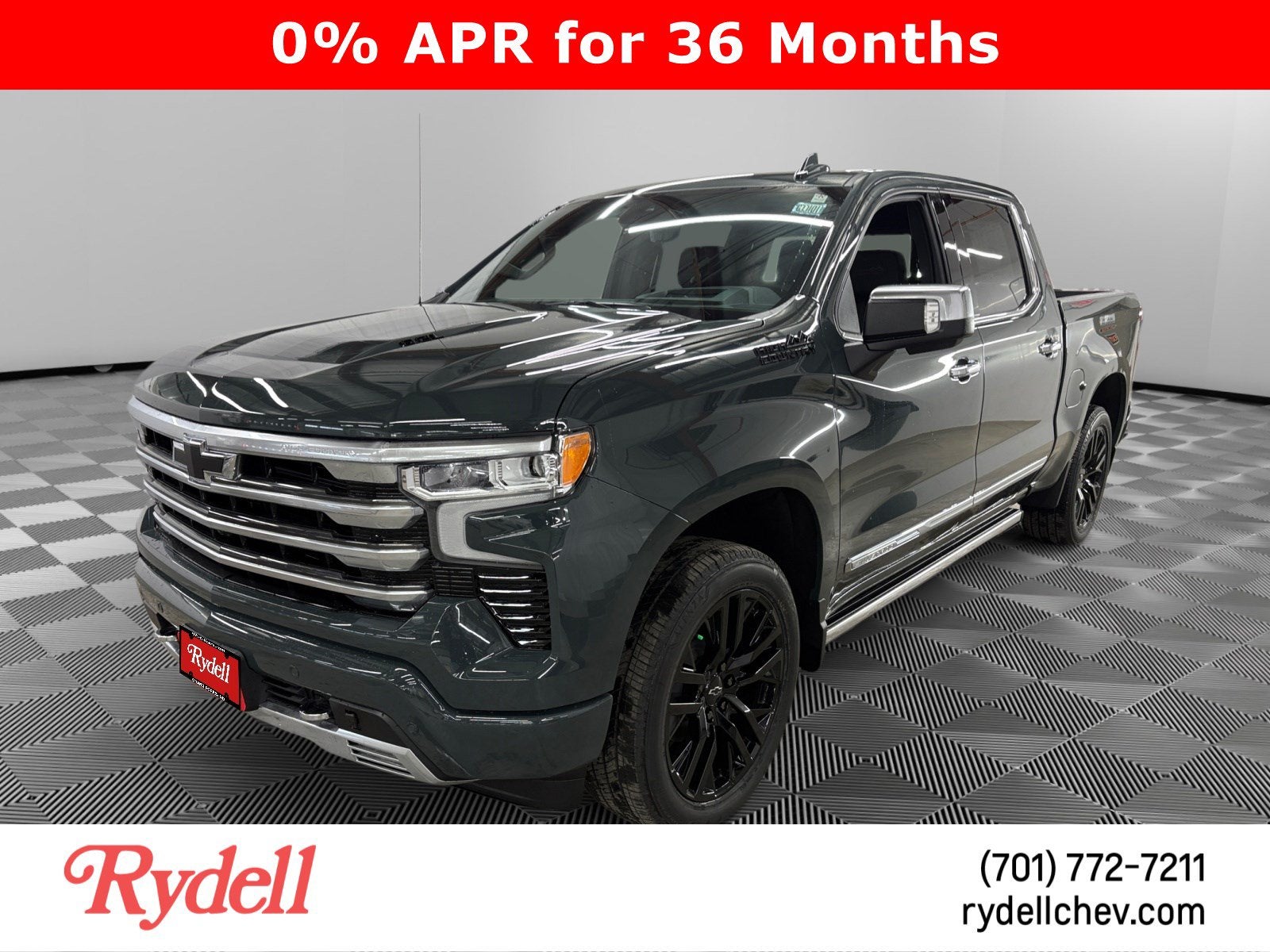 2026 Chevrolet Silverado 1500 High Country in Cypress Gray — front three-quarter view