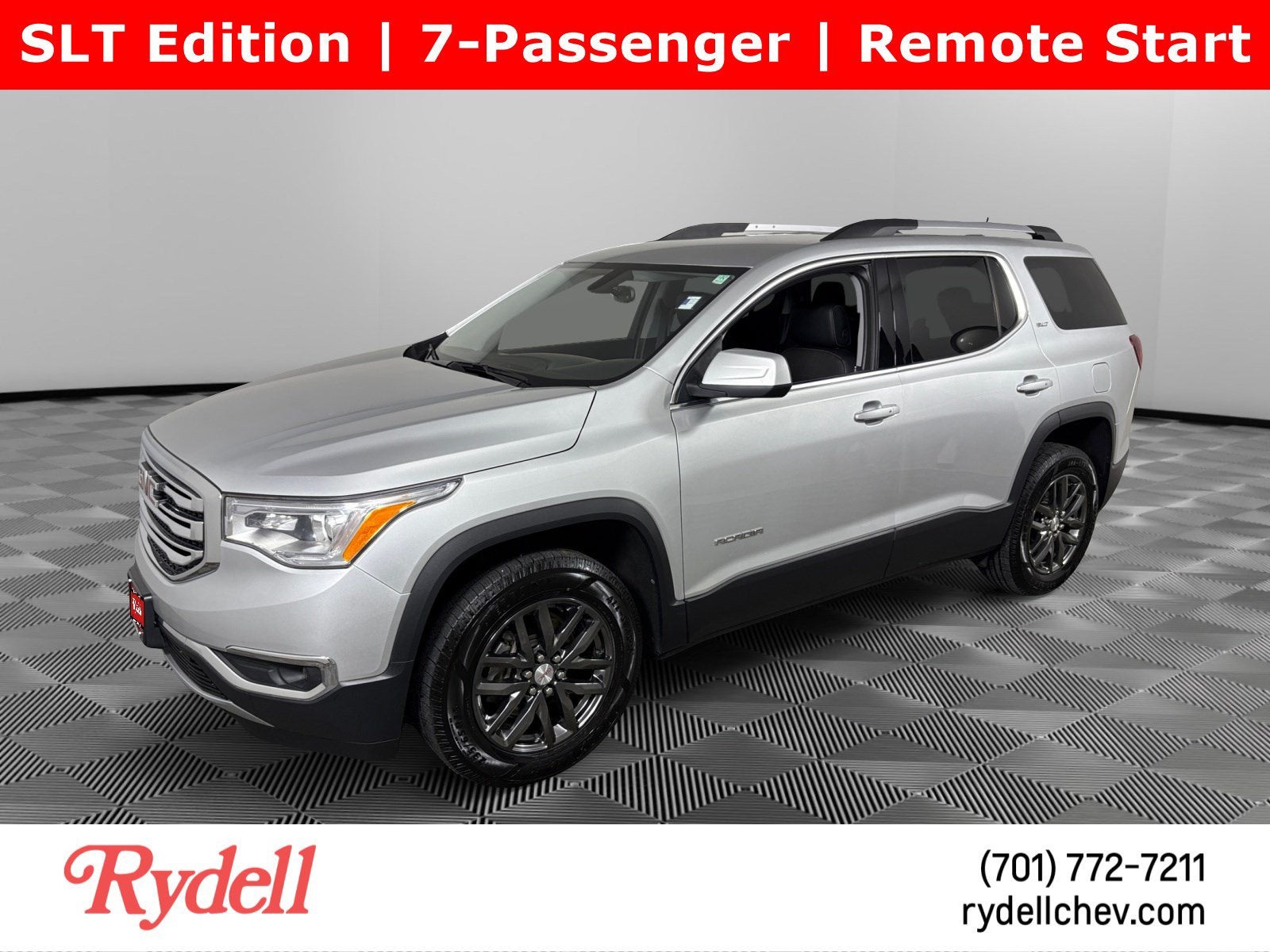 2017 GMC Acadia SLT in Quicksilver Metallic — front three-quarter view