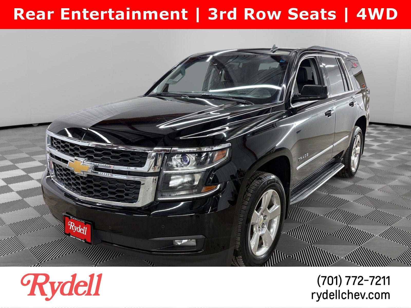 2015 Chevrolet Tahoe LT in Black — front three-quarter view