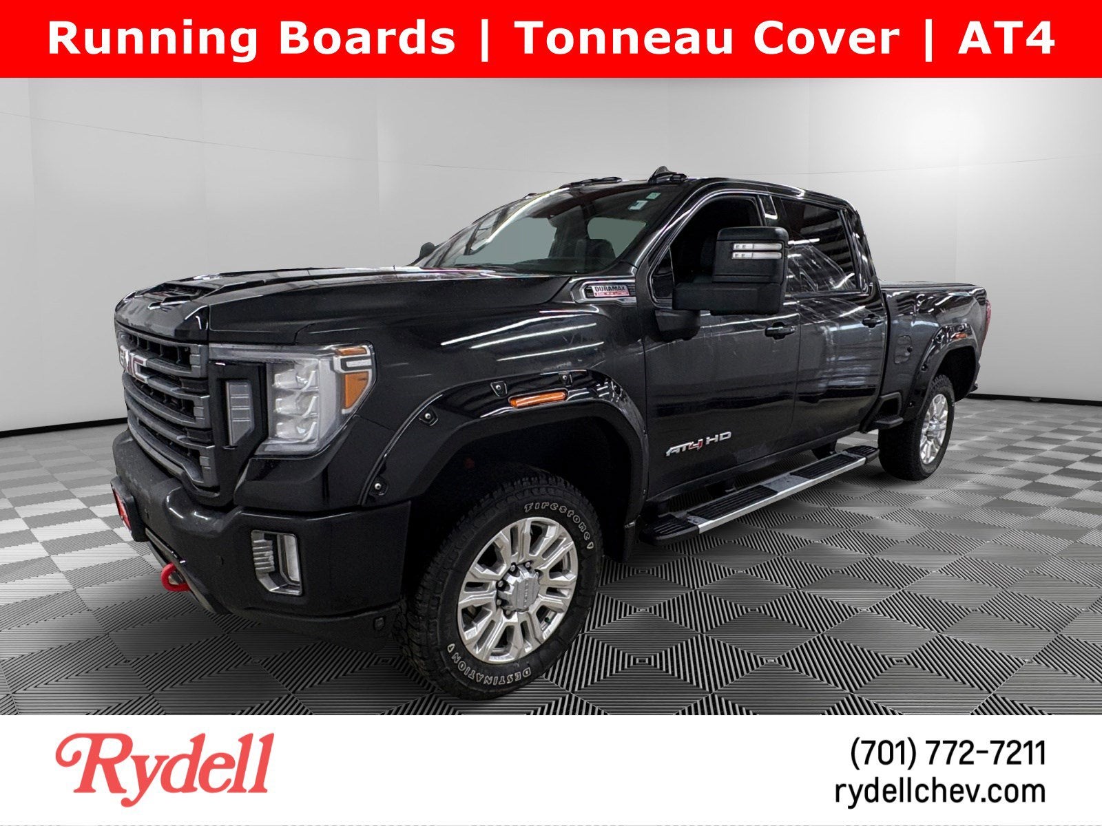 2020 GMC Sierra 3500 HD AT4 in Onyx Black — front three-quarter view