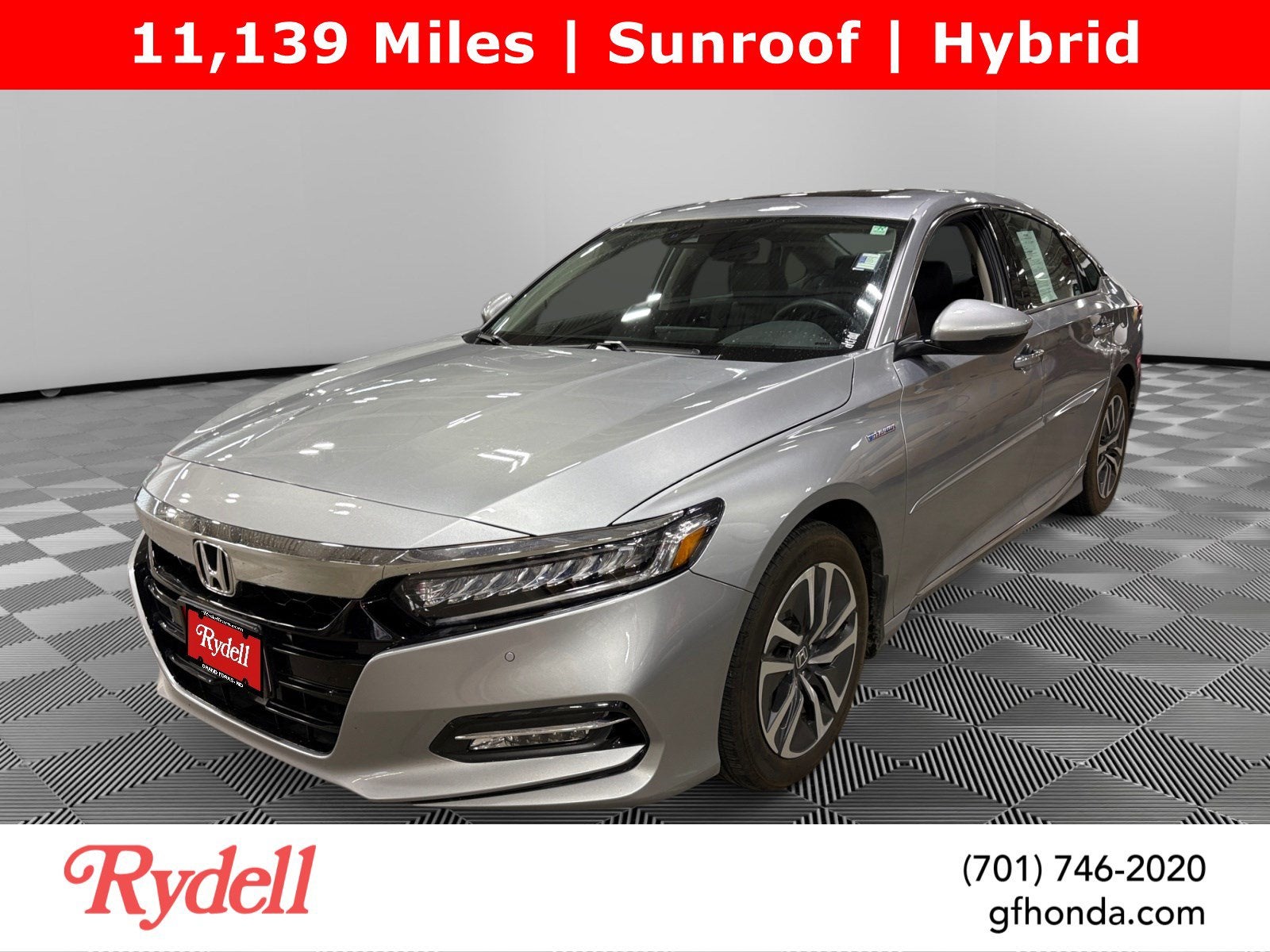 2019 Honda Accord Hybrid Touring in Silver — front three-quarter view