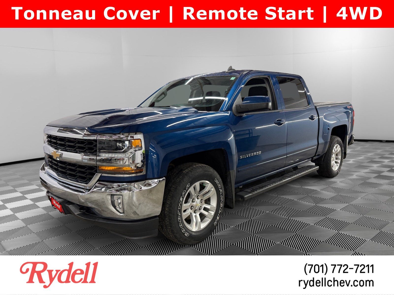 2017 Chevrolet Silverado 1500 LT in Deep Ocean Blue Metallic — front three-quarter view