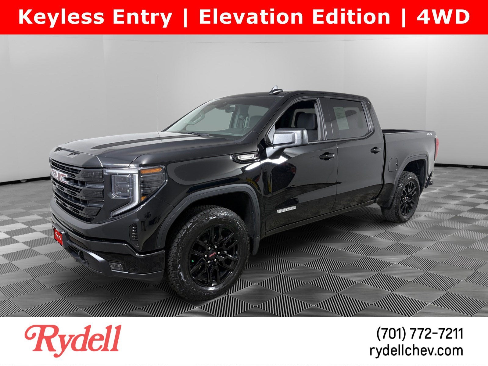 2025 GMC Sierra 1500 Elevation in Onyx Black — front three-quarter view