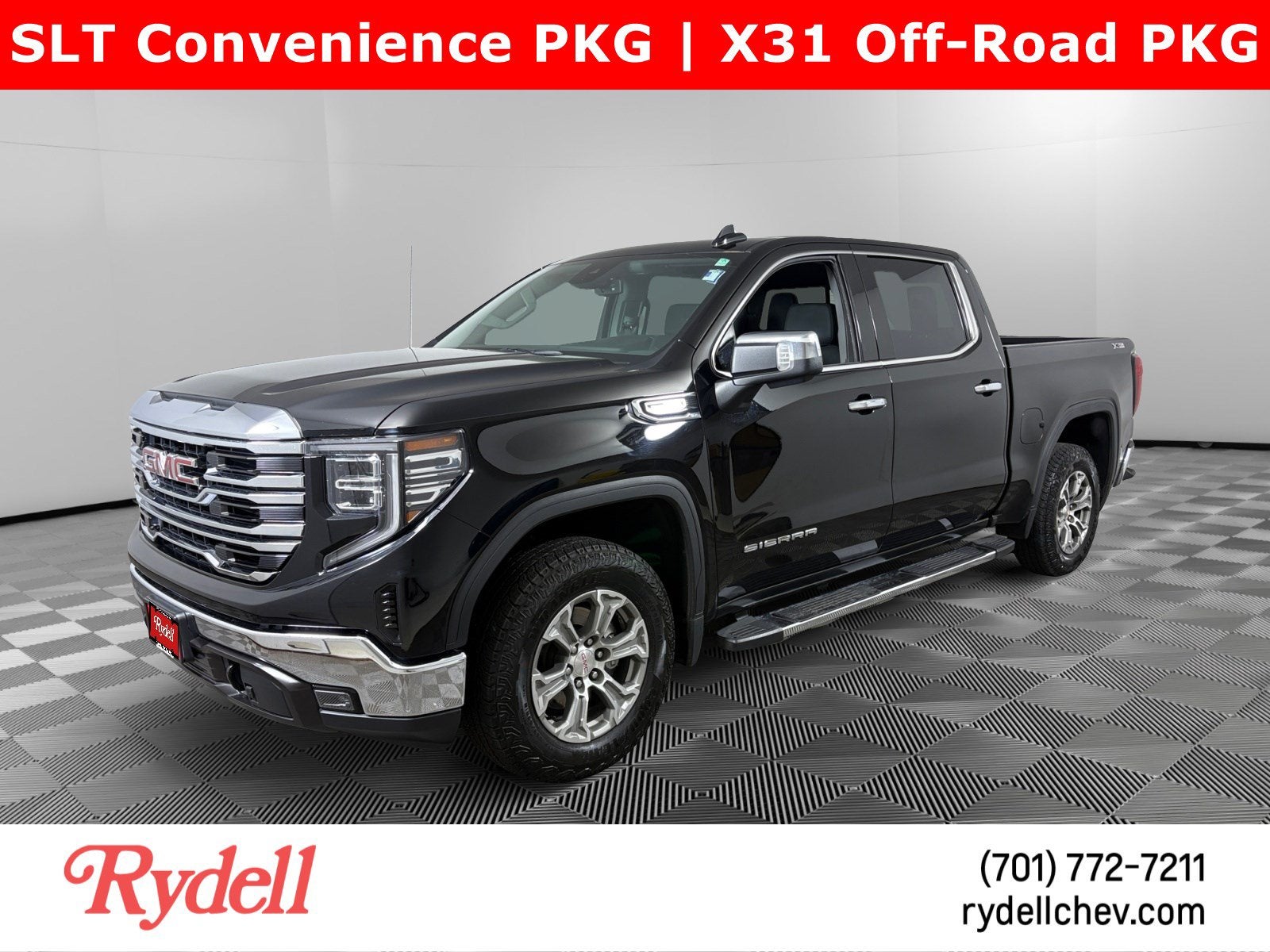2022 GMC Sierra 1500 SLT in Onyx Black — front three-quarter view