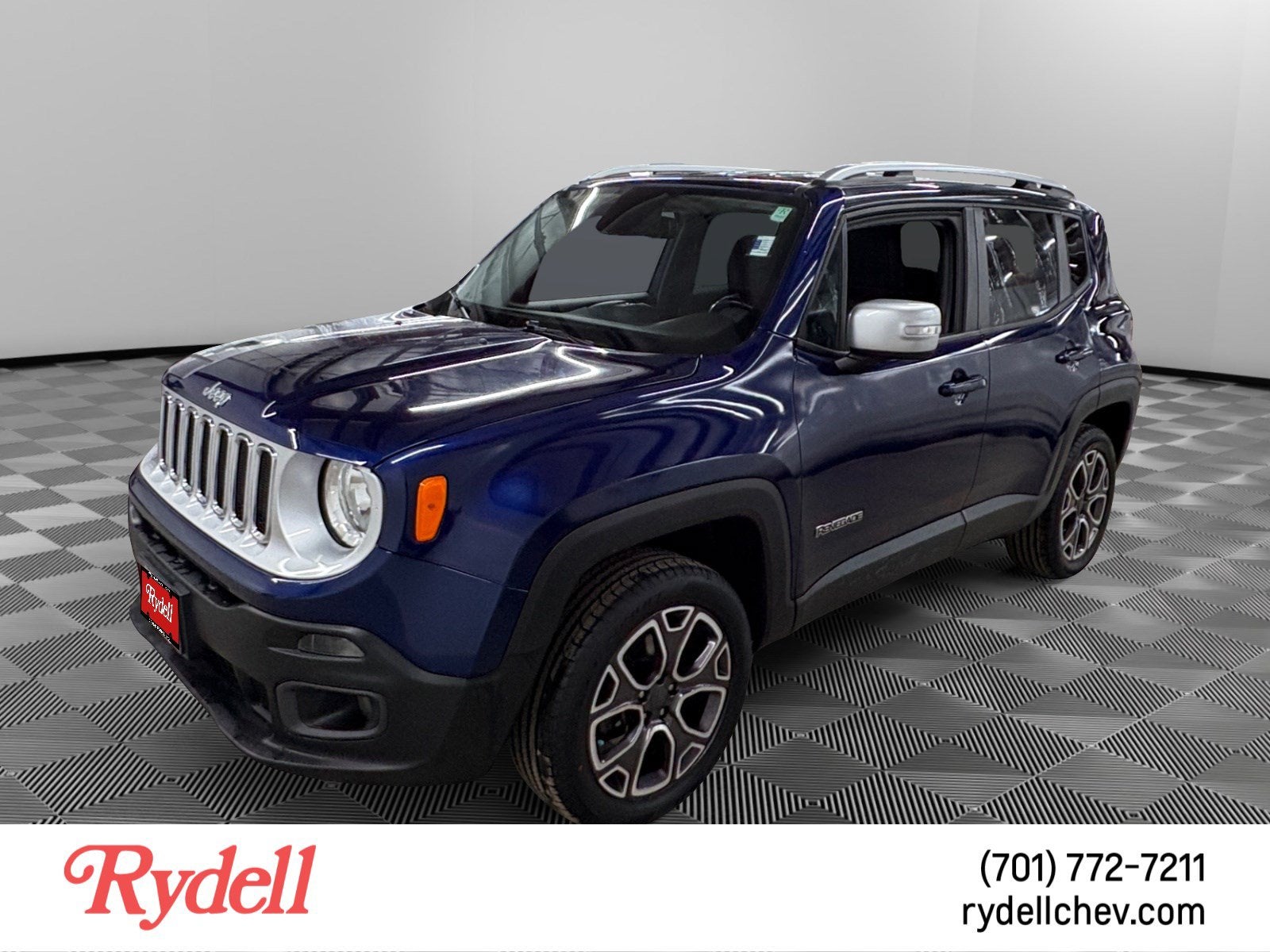 2016 Jeep Renegade Limited in Blue — front three-quarter view