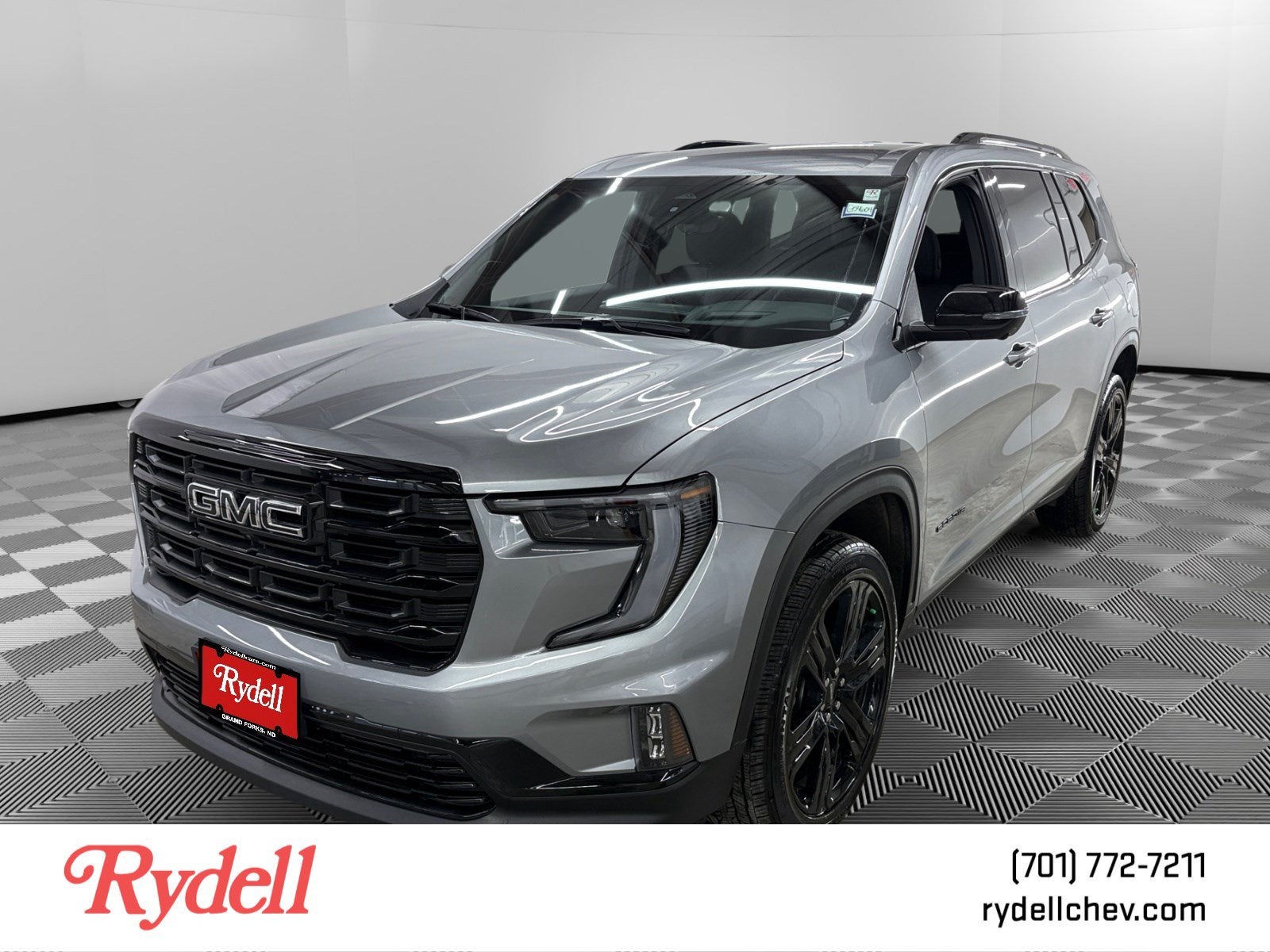 2026 GMC Acadia Elevation in Sterling Metallic — front three-quarter view