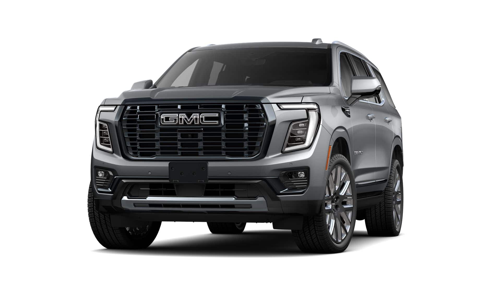 2026 GMC Yukon Denali Ultimate in Sterling Metallic — front three-quarter view