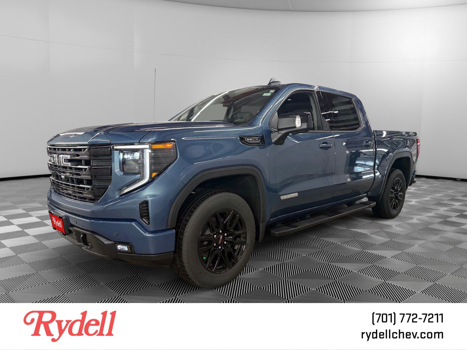 2026 GMC Sierra 1500 Elevation in Downpour Metallic — front three-quarter view