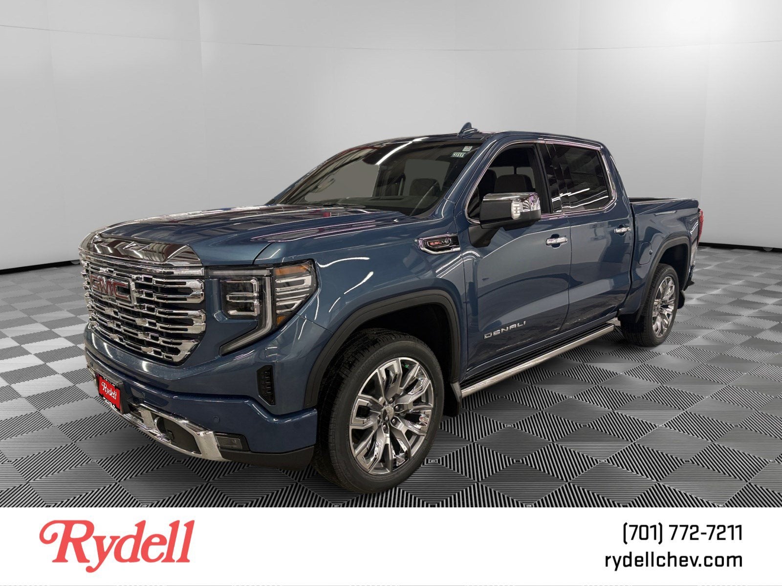 2026 GMC Sierra 1500 Denali in Downpour Metallic — front three-quarter view