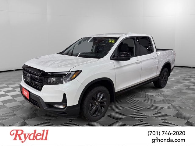 2026 Honda Ridgeline Sport in Platinum White Pearl — front three-quarter view