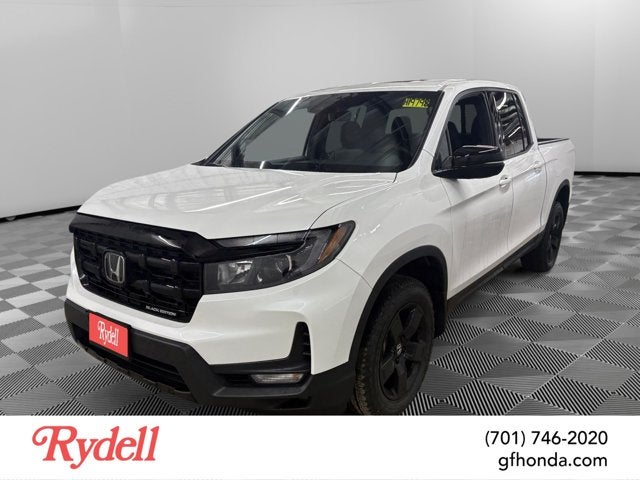 2026 Honda Ridgeline Black Edition in Platinum White Pearl — front three-quarter view