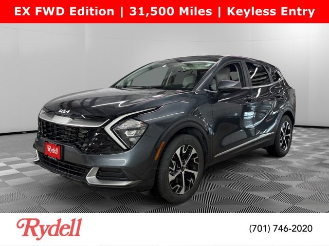 2023 Kia Sportage EX in Gravity Gray — front three-quarter view